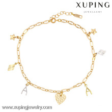 Prix ​​de cheville en or 73846-xuping, bijoux de pied, bracelet de cheville en or jaune